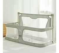 JHLP Baby Bedside Sleeper - 3 in 1 Folding Portable Crib with Breathable Mesh Window, Soft Washable Cover and Sturdy Aluminum Alloy - Co Sleeper Stationary Bed in Bed for Safety and Comfort