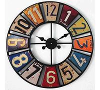 JHLP Large Round Antique Sticker Garden Clock - Weatherproof Outdoor Clock, Wrought Iron Waterproof Outdoor Clock, Mute Quartz Wall Clock, Indoor Outdoor Decoration - Perfect Outside Clock
