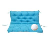 JhLwARes Outdoor Swing Cushions 2-3 Seater Waterproof Garden Bench Cushion Replacement with Backrest & Ties Thicken 4" Soft Patio Furniture Cushions Lawn Loveseat Overstuffed Mats,LightBlue-40Inx40In