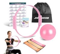 JHMFDDSB Pilates Ring Set, Pilates Essentials Kit with Pilates Ring and Ball, 3 Resistance Bands, Portable Bag & Training Poster, at Home Pilates Starter Workouts Equipment Kit for Women