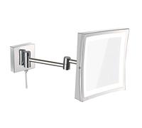 JHNEA Makeup Vanity Mirror with Lights, Single side Wall Mounted Beauty Mirror 3x Magnification Bathroom mirror Extendable Cosmetic Mirror 8inch,Chrome_Hardwired connection