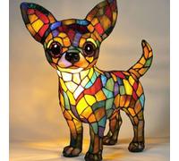 JHNGYJY Chihuahua Lamp - Retro Stained Resin Dog Night Light, 3D Animal Series LED Bedside Lamp for Bedroom, Kids Room or Living Room, Cute Pet Lover Decor & Christmas Birthday Gifts, B