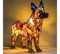 JHNGYJY Dog Lamp, Dog Series Art Night Light - Cute Pet Dog Themed LED Tabletop Lamp,Small Retro Resin Night Light,Vintage Animal Home Decor for Bedroom and Fun Gift for Dog Lovers, Shepherd Dog