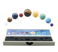 JHNGYJY Solar System 9 Planets Natural Gemstones Sphere, 9 Planets Galaxy Universe Model Chakra Healing Crystal Sphere Ball Collective Desk Ornaments Home Decor Teaching Model