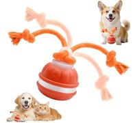JHomem Interactive Dog Toys, Automatic Rolling Ball, Squeak Dog Toys for Boredom Interactive, Touch Activated, Dog Ball Chew Toy with Fun Rope for Small/Medium Dog Cat Indoor/Outdoor (Orange)