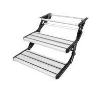 JHOMHF 2-Step Manual Retractable RV Stairs Foldable Aluminum Steps With Non-Slip Tread & Reinforced Steel Plate 440 Lbs Capacity For Trailer Camper Motorhome(Manual Retractable)