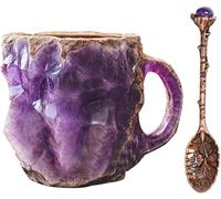 JHOMHF 3D Unique Crystal Coffee Mugs With Spoon Multi-Colored Crystal Mineral Coffee Mugs Cup With Handle(Colorful11)