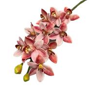 JHOMHF 4 Pack Artificial Cymbidium Orchid Plants 10-Head Faux Vanda & Phalaenopsis Flowers Realistic Silk Orchids for Home Wedding Office Decor(Medium Pink)