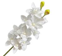 JHOMHF 4 Pack Artificial Cymbidium Orchid Plants 10-Head Faux Vanda & Phalaenopsis Flowers Realistic Silk Orchids for Home Wedding Office Decor(White)