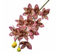 JHOMHF 4 Pack Artificial Cymbidium Orchid Plants 10-Head Faux Vanda & Phalaenopsis Flowers Realistic Silk Orchids for Home Wedding Office Decor(Pink)