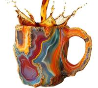 JHOMHF 400ml Mineral Crystal Coffee Mug with Handle for Coffee Milk Tea 3D Resin Material Coffee Mug Christmas Coffee Mugs(#b2b1df)
