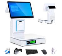 JHOMHF All-in-One POS System With Built-in Weighing Scale,Touchscreen Cash Register POS System For Grocery & Fast Food,Retail Checkout Machine With Barcode Scanner Thermal Printer(Singlescreen)