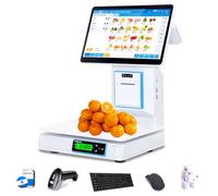 JHOMHF All-in-One Smart Cash Register, POS System With Built-in Scale, Dual 15.6-inch Touchscreens, 8GB RAM, 128GB SSD, For Retail(Singlescreen)