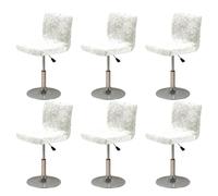 JHOMHF Crushed Velvet Swivel Bar Stool Chair Covers Set Of 2/4/6 Soft Non Slip Stretch Pub Counter Stool Chair Slipcovers(White,6Pcs)