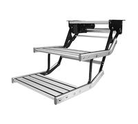JHOMHF Electric Folding RV Step - Aluminum Single/Double Layer Step Ladder With LED Light, 440lbs/200kg Capacity For Motorhome Camper & Caravan(DoubleLayerElectric)