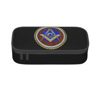 JHOMHF Freemasonry Masonic Vintage Print Large Capacity Pencil Case Makeup Bag Portable Pencil Pouch Organizer with Zipper for Student Teen Adults(A5)