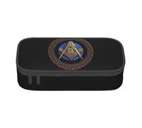 JHOMHF Freemasonry Masonic Vintage Print Large Capacity Pencil Case Makeup Bag Portable Pencil Pouch Organizer with Zipper for Student Teen Adults(A6)