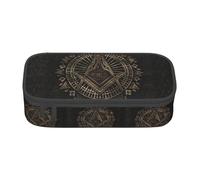 JHOMHF Freemasonry Masonic Vintage Print Large Capacity Pencil Case Makeup Bag Portable Pencil Pouch Organizer with Zipper for Student Teen Adults(A17)
