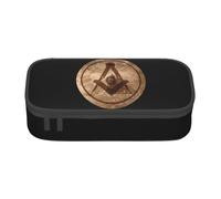 JHOMHF Freemasonry Masonic Vintage Print Large Capacity Pencil Case Makeup Bag Portable Pencil Pouch Organizer with Zipper for Student Teen Adults(A10)