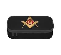 JHOMHF Freemasonry Masonic Wide Opening Pencil Cases Large Capacity Quilted Pencil Pouch Organizer with Zipper Toolkit Cosmetic Bag(A5)
