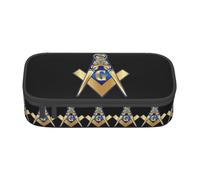 JHOMHF Freemasonry Masonic Wide Opening Pencil Cases Large Capacity Quilted Pencil Pouch Organizer with Zipper Toolkit Cosmetic Bag(A23)