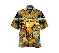 JHOMHF Men's Summer Ancient Egypt Shirt, Mens Short Sleeve Button Down Shirts, Stretch Quick Dry Beach Shirts(A5,XL)
