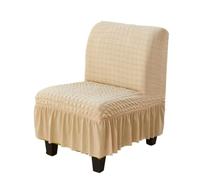 JHOMHF Seersucker Armless Accent Chair Slipcover Stretch Furniture Protector Cover Machine Washable Fitted Couch Cover For Living Room Hotel Dorm(Beige)