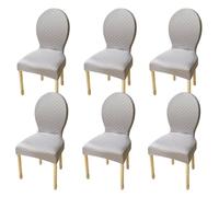JHOMHF Set Of 2/4/6 Stretch Dining Chair Covers For Round Back Chairs Solid Color Elastic Slipcovers No-Slip Fit For Dining Room Kitchen Hotel Use(Gray,6Pcs-L)