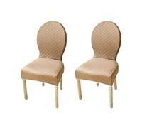 JHOMHF Set Of 2/4/6 Stretch Dining Chair Covers For Round Back Chairs Solid Color Elastic Slipcovers No-Slip Fit For Dining Room Kitchen Hotel Use(Khaki,2Pcs-L)