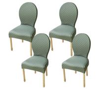 JHOMHF Set Of 2/4/6 Stretch Dining Chair Covers For Round Back Chairs Solid Color Elastic Slipcovers No-Slip Fit For Dining Room Kitchen Hotel Use(Bean Green,4Pcs-L)