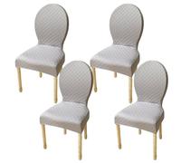 JHOMHF Set Of 2/4/6 Stretch Dining Chair Covers For Round Back Chairs Solid Color Elastic Slipcovers No-Slip Fit For Dining Room Kitchen Hotel Use(Gray,4Pcs-S)