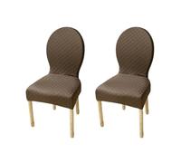 JHOMHF Set Of 2/4/6 Stretch Dining Chair Covers For Round Back Chairs Solid Color Elastic Slipcovers No-Slip Fit For Dining Room Kitchen Hotel Use(Brown,2Pcs-L)
