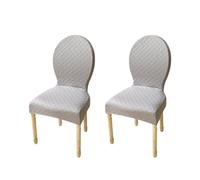 JHOMHF Set Of 2/4/6 Stretch Dining Chair Covers For Round Back Chairs Solid Color Elastic Slipcovers No-Slip Fit For Dining Room Kitchen Hotel Use(Gray,2Pcs-s)