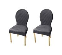 JHOMHF Set Of 2/4/6 Stretch Dining Chair Covers For Round Back Chairs Solid Color Elastic Slipcovers No-Slip Fit For Dining Room Kitchen Hotel Use(Dark Grey,2Pcs-L)