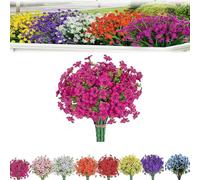 JHOMHF UV Resistant Artificial Flowers for Outdoor Use Exquisite Everlasting Silk Blooms Weatherproof Fake Plants for Porch Patio Window Box Yard Planter Decor(Rose Red,24)