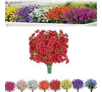 JHOMHF UV Resistant Artificial Flowers for Outdoor Use Exquisite Everlasting Silk Blooms Weatherproof Fake Plants for Porch Patio Window Box Yard Planter Decor(Red,12)