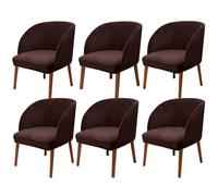 JHOMHF Velvet Curved Back Chair Covers Stretch Wingback Dining Chair Slipcovers Mid-Century Modern Armchair Seat Protectors For Kitchen Living Room(Brown,6pcs)