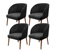 JHOMHF Velvet Curved Back Chair Covers Stretch Wingback Dining Chair Slipcovers Mid-Century Modern Armchair Seat Protectors For Kitchen Living Room(Noir,4pcs)