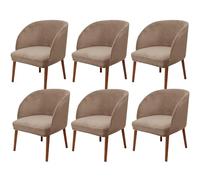 JHOMHF Velvet Curved Back Chair Covers Stretch Wingback Dining Chair Slipcovers Mid-Century Modern Armchair Seat Protectors For Kitchen Living Room(Khaki,6pcs)
