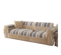 JHOMHF Vintage Boho Geometric Jacquard Couch Cover Tufted Texture Cotton Linen Sofa Protector for Cushion Couches Washable with Tassels(ColorF,1pc/35.4"x82.7"/Seat Cover)
