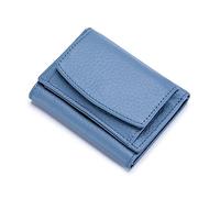 JHOSON 2023 New Genuine Leather Blocking Card Holder Organizer Pocket Mini Wallet, Unisex Anti-Credit Card Fraud Folding Mini Wallet, Compact Bifold Small Genuine Leather Wallets for Women(1PCS),Blue