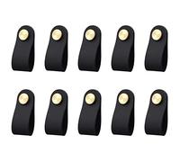 JHPAIOQ Leather Dresser Knobs, 10 Pieces Leather Drawer Pulls with Screws, Anti-Collision Drawer Knobs Leather Dresser Pull Handles, Modern Update Furniture Knobs for Cabinets Drawers Cupboards-Black
