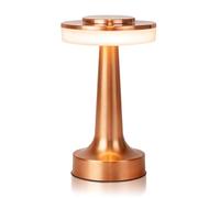 JHPGEOE Cordless Metal Desk Lamp, Touch Sensor Control LED Table Lamp,3 Color Stepless Dimmable Battery Powered Lamp (Rose Gold)