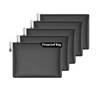 JHSafer Fireproof Money Bag, Waterproof Document Holder(13.5"x10"), A4 Zipper Pouches for Organizing Storage, File Bags for Home, Office,Travel, Cash, Passport, 5 Pack