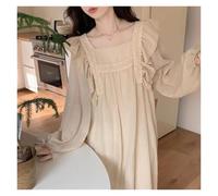 JHSDHYD Cotton Pyjamas Floral Women Nightgown Ruffles Sleepwear Long Sleeve Night Dress Autumn Lace One Piece Pajamas Home Sleeping Wears(Color-04,L(50kg-60kg))