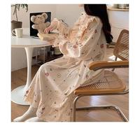 JHSDHYD Cotton Pyjamas Floral Women Nightgown Ruffles Sleepwear Long Sleeve Night Dress Autumn Lace One Piece Pajamas Home Sleeping Wears(Color-05,XXL(70kg-80kg))
