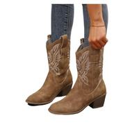 JHSDHYD Cowboy Boots Woman Boots Classic Pointy Toe Heel Ankle Casual Simple Comfortable Cowboy Shoes(Brown,36)