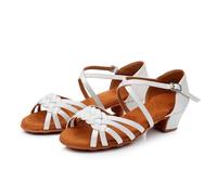 JHSDHYD Latin dance shoes Dance Shoes Girls Sandals Children Ballroom Tango Salsa Latin Dance Shoes(White,33)