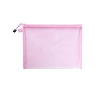 JHSDHYD Plastic Wallets Zipper Nylon Mesh Zipper Pouch Mesh Cosmetic Bags Makeup Bags Pencil Case Travel Bags for Cosmetic School Office Supplies(Pink,A5(23.5X17cm))