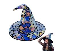 JHUAJISFC Cyberpunk Glitter Wizard Hat, Iridescent Pvc Rave Party Witch Hat, Festival Costume Witch Accessory, Wicked Party Favors